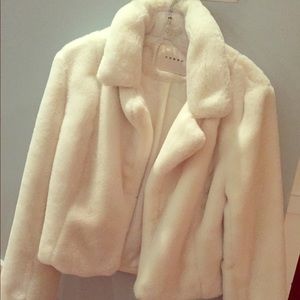 Blank NYC Faux Fur Crop Jacket in Cream